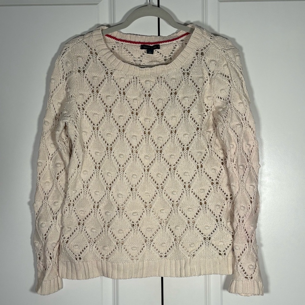 Tommy Hilfiger Creme Cable Knit Argyle Diamond Sweater